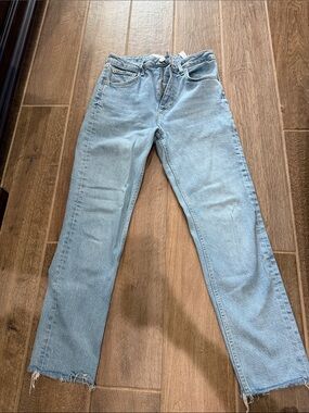 Zara Light Blue High-Rise Straight Jeans